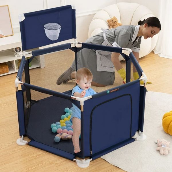 Extra Large Baby Playpen – Fun Playard with Basketball Hoop and Safety Game Fence