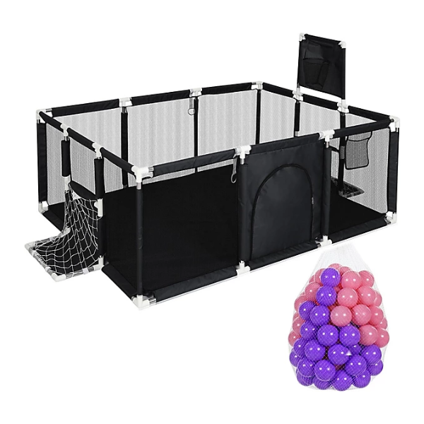 Extra Large Baby Playpen – Fun Playard with Basketball Hoop and Safety Game Fence
