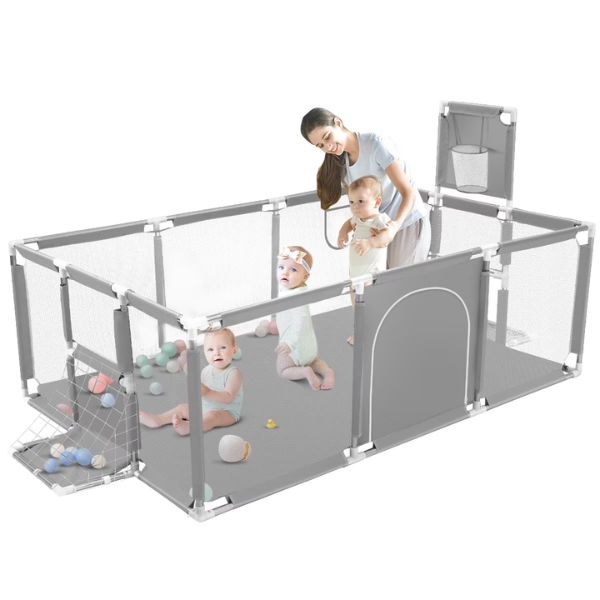 Extra Large Baby Playpen – Fun Playard with Basketball Hoop and Safety Game Fence