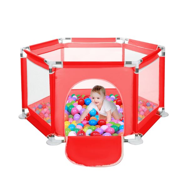 Foldable Baby Playpen with Basketball Hoop – Kids Play Fence Activity Center with Safety Protection