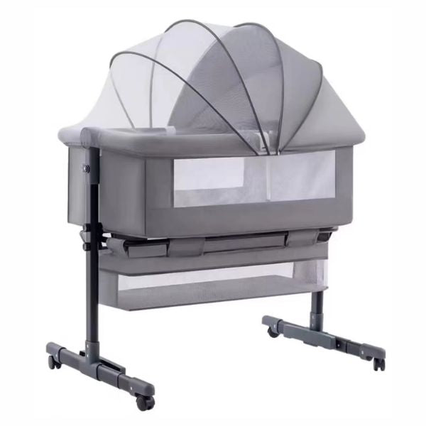 Adjustable Baby Bassinet Bedside Sleeper – Foldable Side Baby Crib with Storage Basket for Newborns
