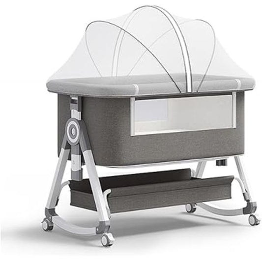 Bedside Baby Crib and Cot Bed – Folding Travel Baby Bed with Wheels and Playpen